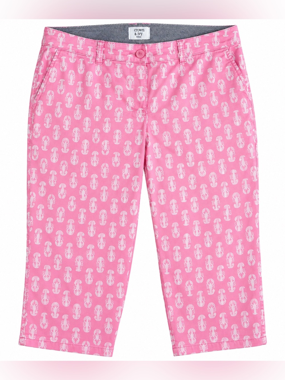 Crown & Ivy Pink Lobster Print Capri Pants – Women’s Size 20W